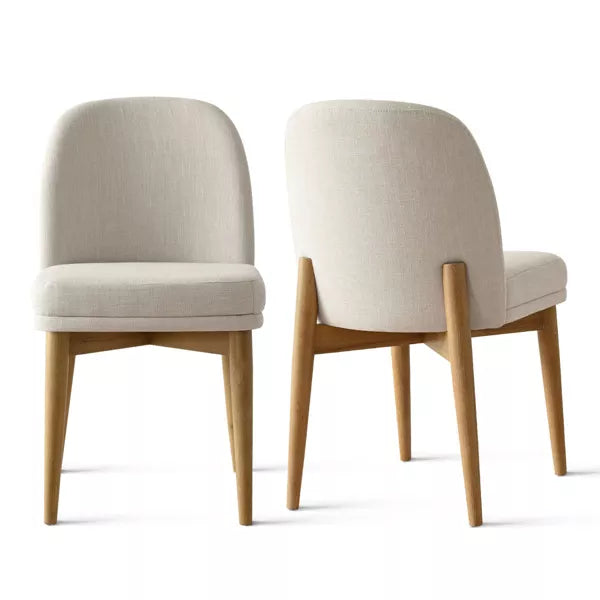 Havana Linen Dining Room Chairs Set of 2, Upholstered Chair with Solid Rubber Legs, Indoor Furniture