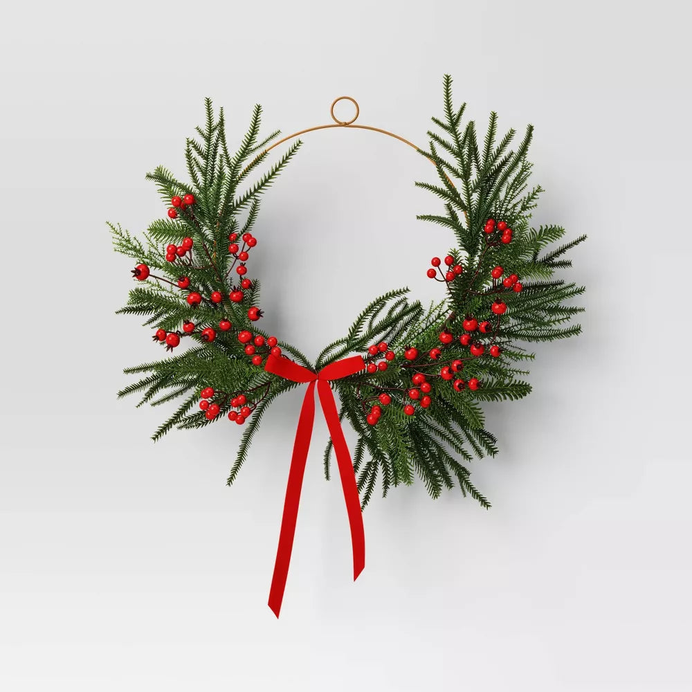 Asymmetrical Mixed Christmas Wreath, final cut