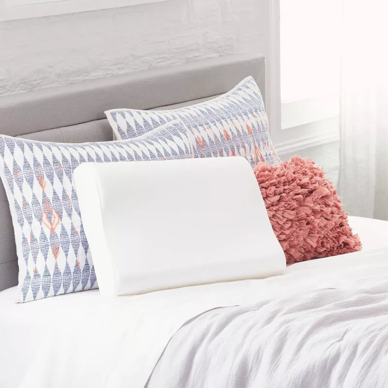 Medium Contour Memory Foam Bed Pillow - White (Standard)