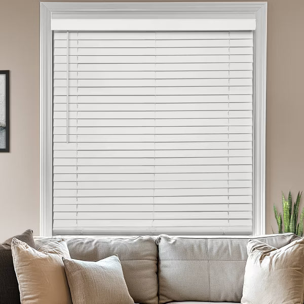 Light Filtering Faux Wood Blind Basic White