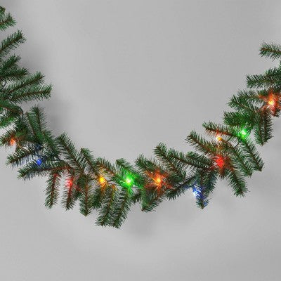 Christmas Pre-Lit Artificial Pine Garland Green with LED Lights, final cut