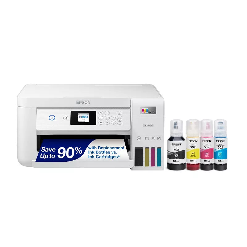 EcoTank Wireless Color All-in-One Cartridge-Free Supertank Printer, Copier, Scanner - White