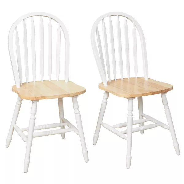Set of 2 Carolina Farmhouse Solid Wood Flat Spindle Windsor Dining Chairs
