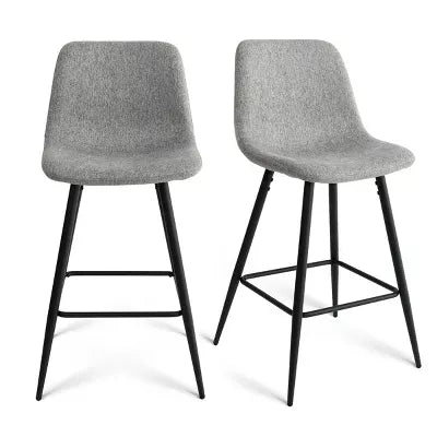 Bingo Upholstered Counter Height Stool with Black Leg (Set of 2) , Midbar Stool for Kitchen Island, Indoor Furniture