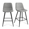 Bingo Upholstered Counter Height Stool with Black Leg (Set of 2) , Midbar Stool for Kitchen Island, Indoor Furniture