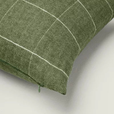 Windowpane Plaid Oblong Bed Pillow Dark Green