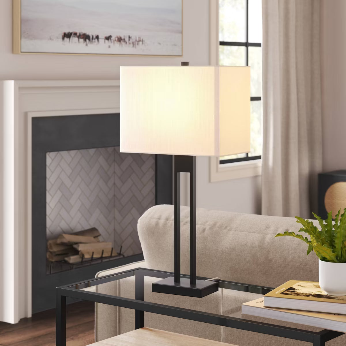 Window Pane Table Lamp with USB - Threshold™ - SHOWROOM ITEM 