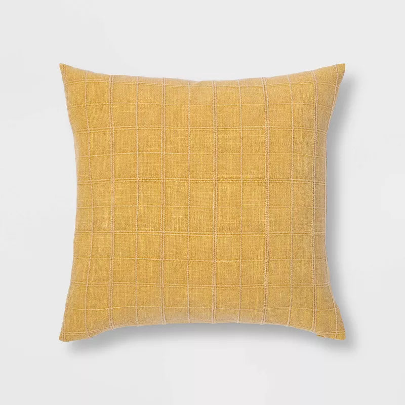 Woven Washed Windowpane Throw Pillow, final cut