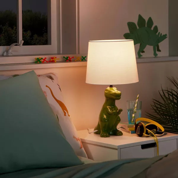 Dinosaur Kids' Table Lamp Green