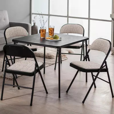 4-Pack of Sudden Comfort Deluxe Fabric Padded Folding Dinning Chairs Seat and Non Marring Leg Caps, Brown