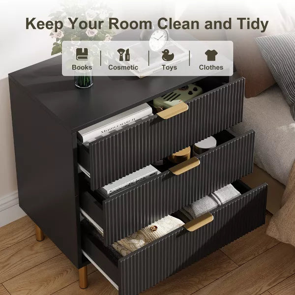 3 Drawer Dresser for Bedroom, Large Nightstand Chest of Drawers