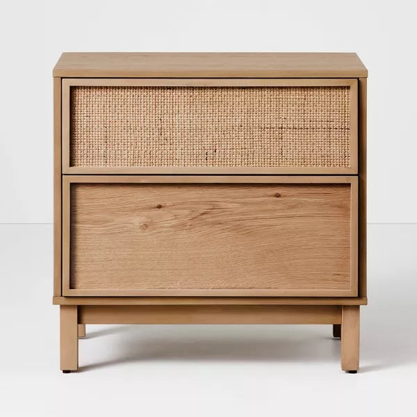 Wood & Cane Transitional Nightstand