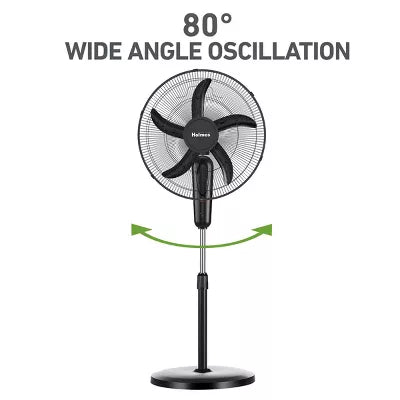 Digital Oscillating 3 Speed Stand Fan with Remote Control Black