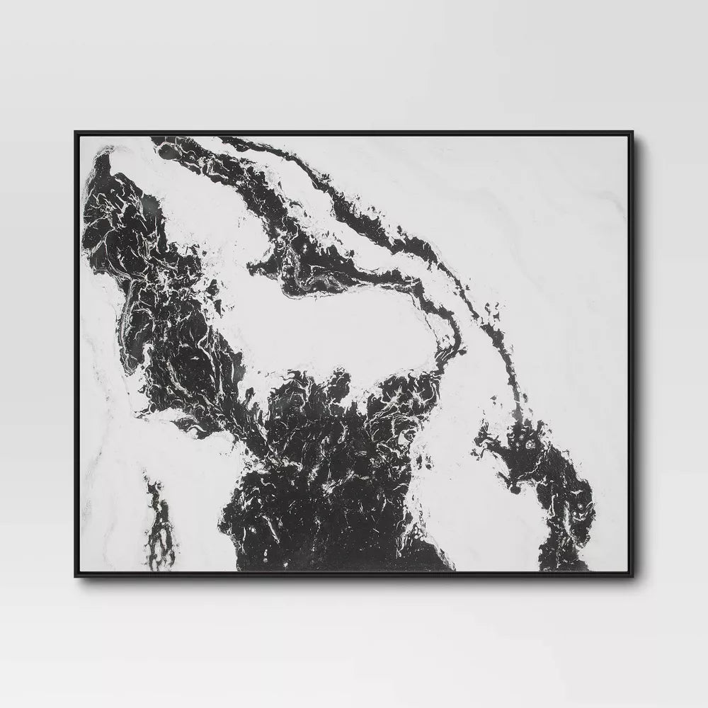 2pk Marble Framed Printed Canvases Black/Tan