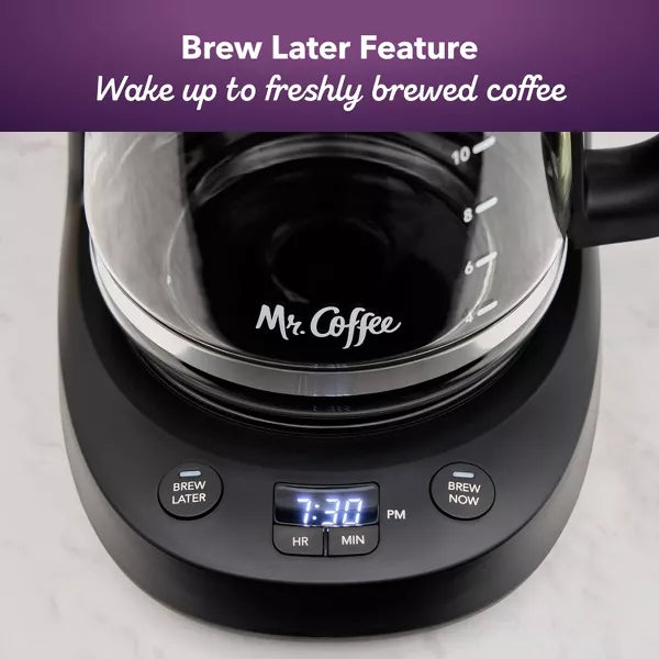 12-Cup Programmable Coffee Maker Black: Stainless Steel Drip Machine, Dishwasher-Safe, Electric, Paper Filter