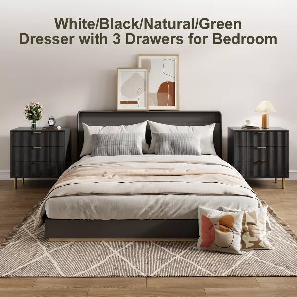 3 Drawer Dresser for Bedroom, Large Nightstand Chest of Drawers