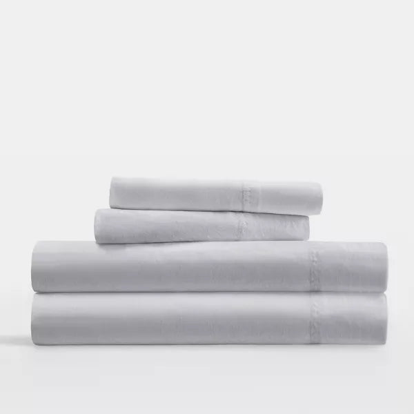 300 Thread Count 100% Cotton 4 Piece Solid Sheet Set Sateen Weave - King