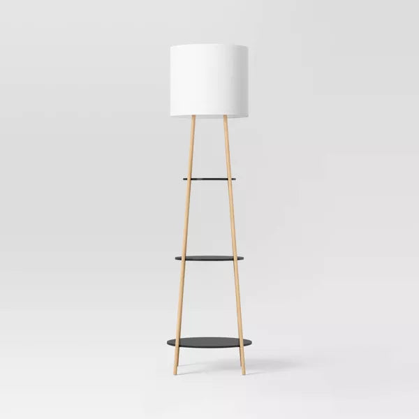 Shelf Floor Lamp Black/Natural - BASE ONLY