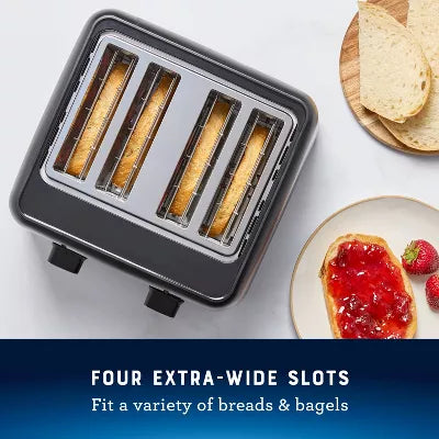 4-Slice Toaster With Extra-Wide Slots Black: Bagel & Bread Toaster, Kitchen Aid, Spot Clean
