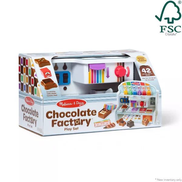 Wooden Chocolate Factory Pretend Play Set, Play Food Candy Maker for Boys and Girls