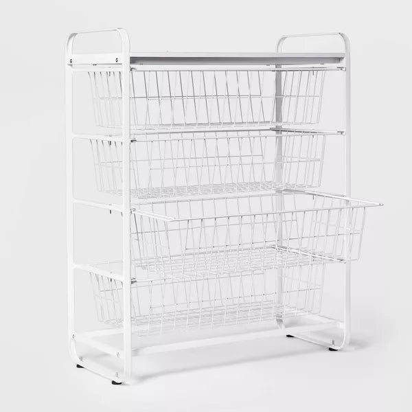 4 Drawer Metal Storage Organizer White