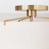 Fabric Shade Semi-Flush Mount Ceiling Light Brass/Oatmeal