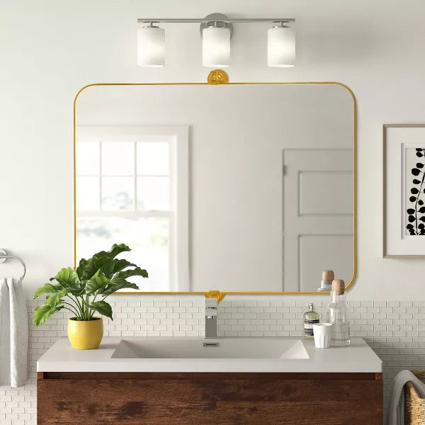Metal Framed Pivoted Bathroom Wall Vanity Mirror Adjustable Wall-Mounted