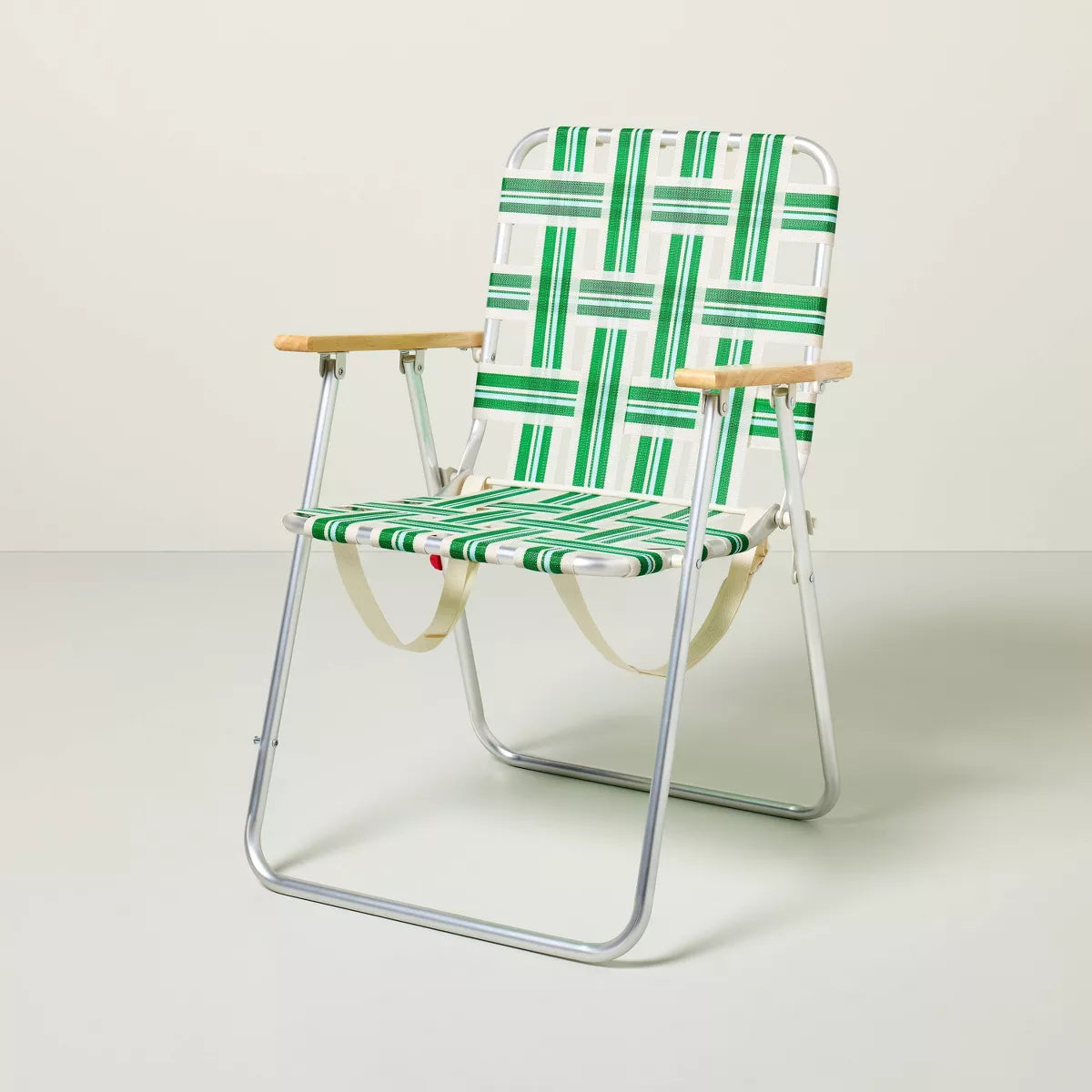 Folding Lawn Chair - Cream/Light Blue/Green