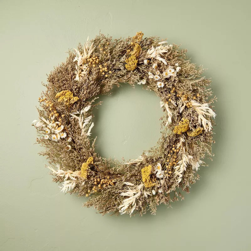 Preserved Spring Grass and Flower Wreath