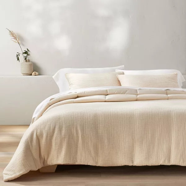 Textured Chambray Comforter and Sham Set Full/Queen