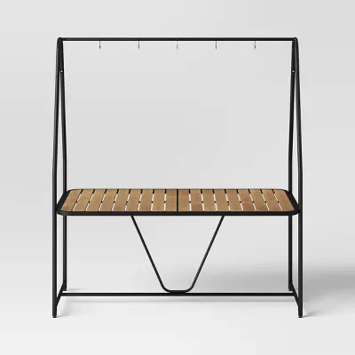 Rectangle A-Frame Pergola Outdoor Patio Dining Table Black