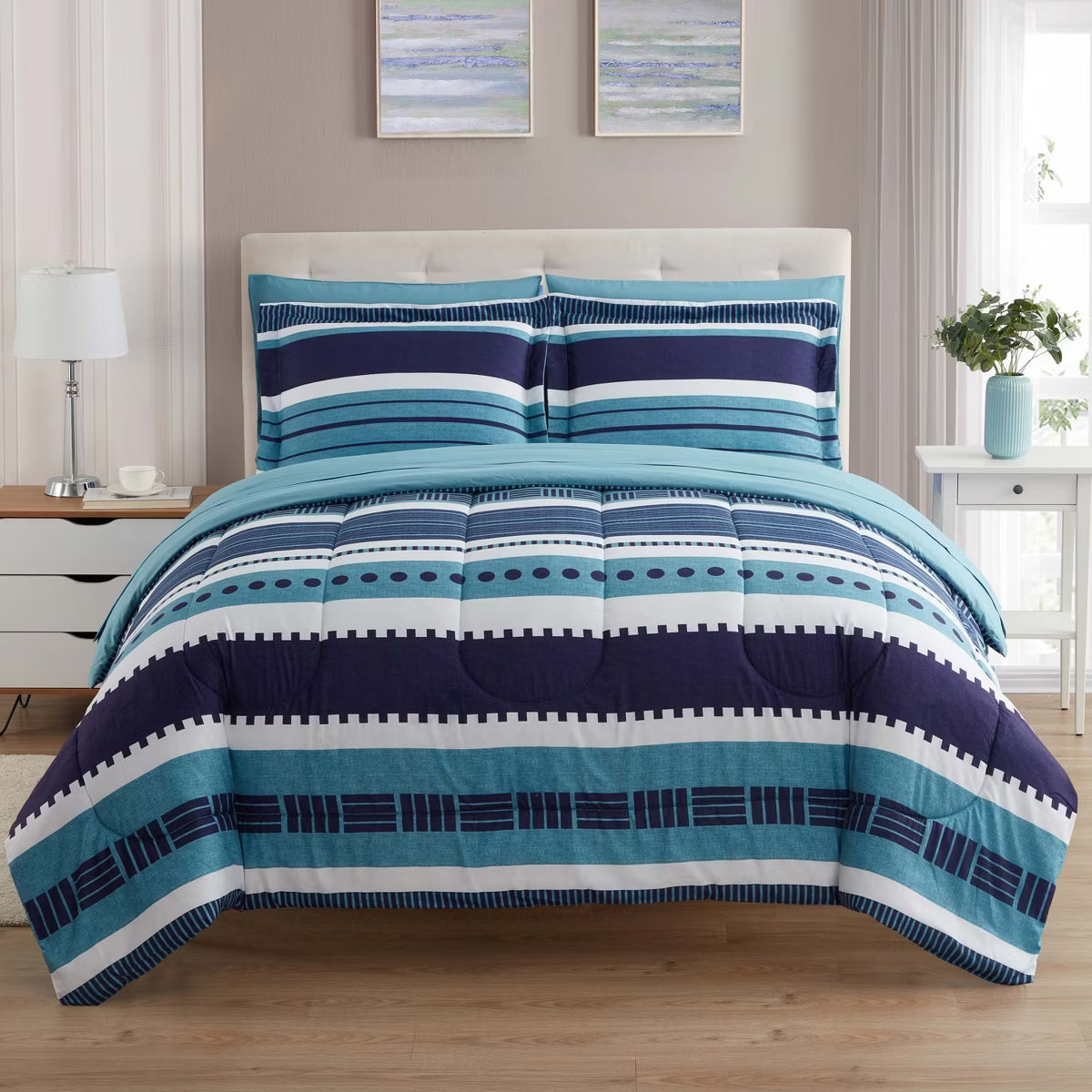 7pc Marino Bed-in-A-Bag Printed Comforter Set - Queen