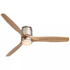 Modern Hugger Indoor Ceiling Fan with Light LED Remote Brushed Nickel Natural Solid Wood Carved Blades