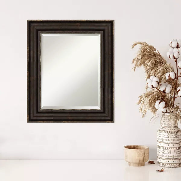 Beveled Stately Bronze Wall Mirror -  Rectangular, Polystyrene Frame, No Assembly Required