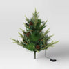 Pre-lit Mixed Greenery Mini Artificial Christmas Planter Insert Warm White LED Lights