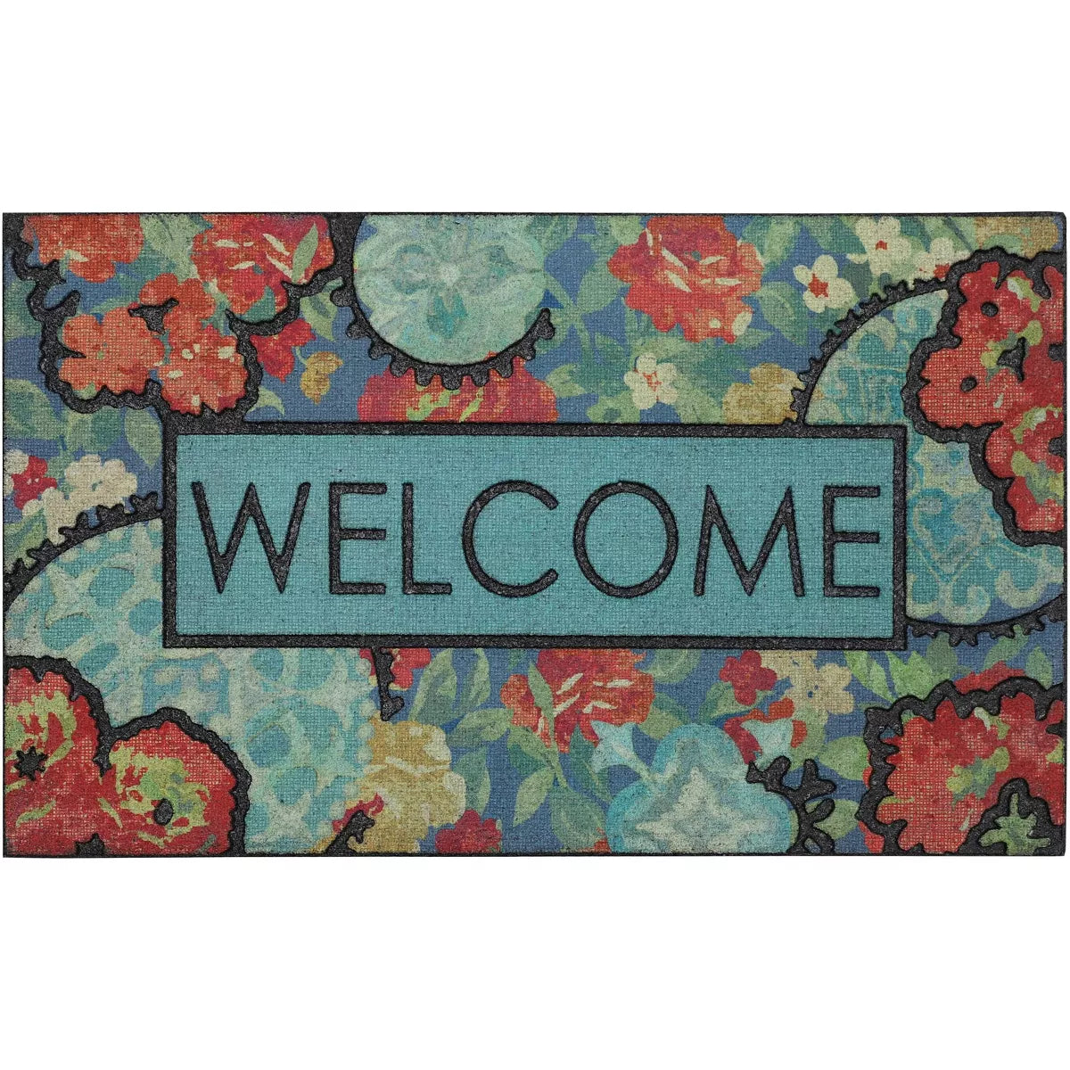1'6"x2'6" 'Welcome' Ethereal Floral Doorscapes Mat