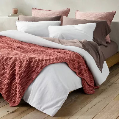 Chunky Knit Bed Blanket - Full/Queen