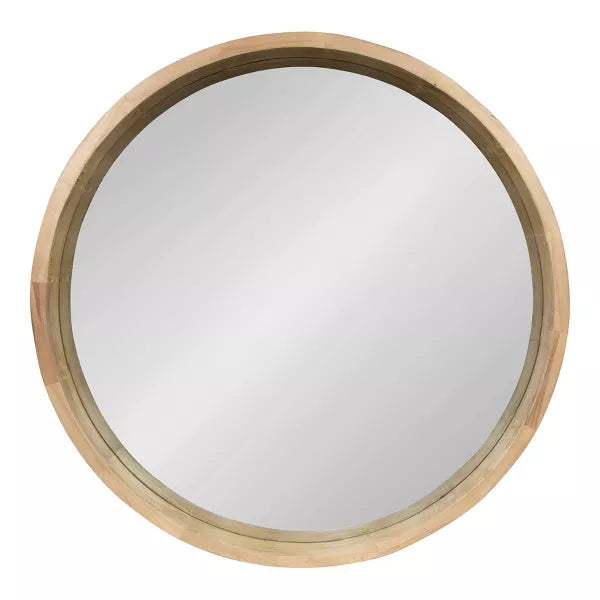 Hutton Round Wood Wall Mirror Natural - Kate and Laurel