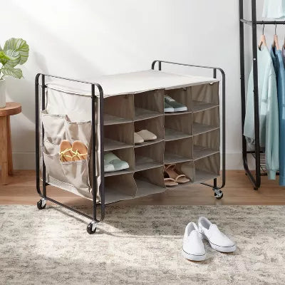 Moving Cubby Rack 4 Tier Rolling Cubby Shoe Rack Gray – Salvage & Co Indy