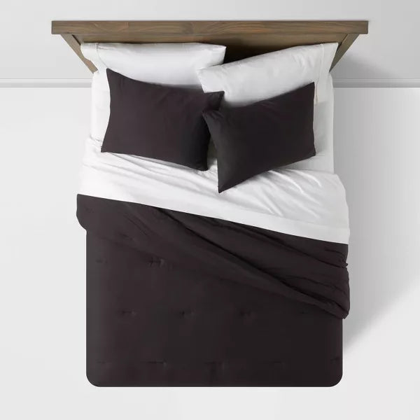 Washed Cotton Sateen Comforter and Sham Set Full/Queen