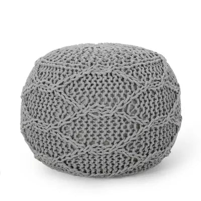 Morven Modern Knitted Cotton Round Pouf