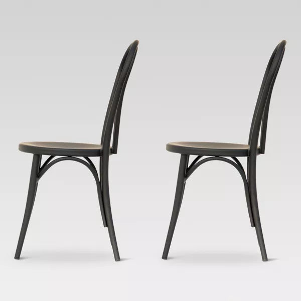 1-Piece Emery Metal Bistro Chair Matte Black - Steel Frame, No Assembly, Curved Back