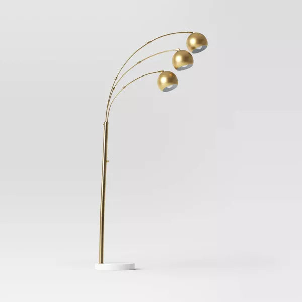 Span 3-Head Metal Globe Floor Lamp Brass