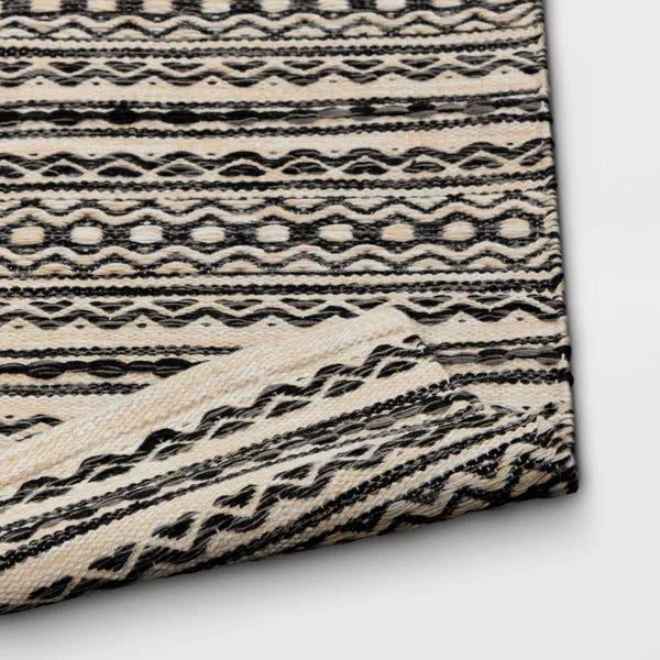 Washable Norwalk Stripe Rug Black/White - 2'x7'