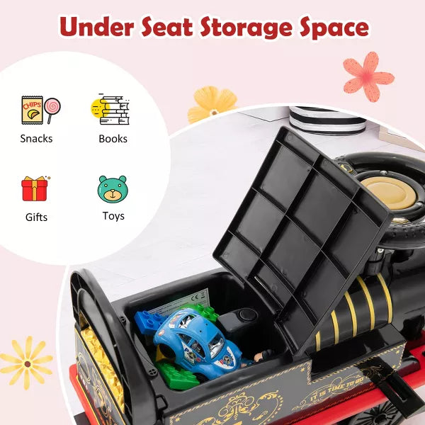6V Electric Kids Ride On Train Motorized Train Toy w/ Track & 6 Wheels