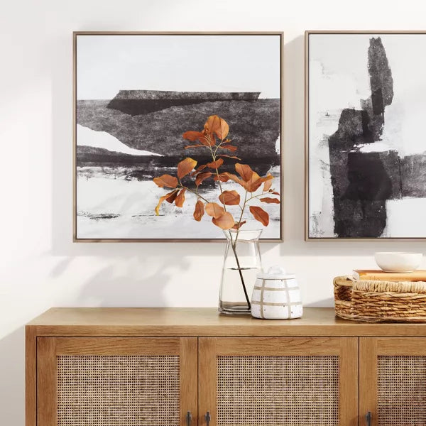 (Set of 2) Framed Canvas Black