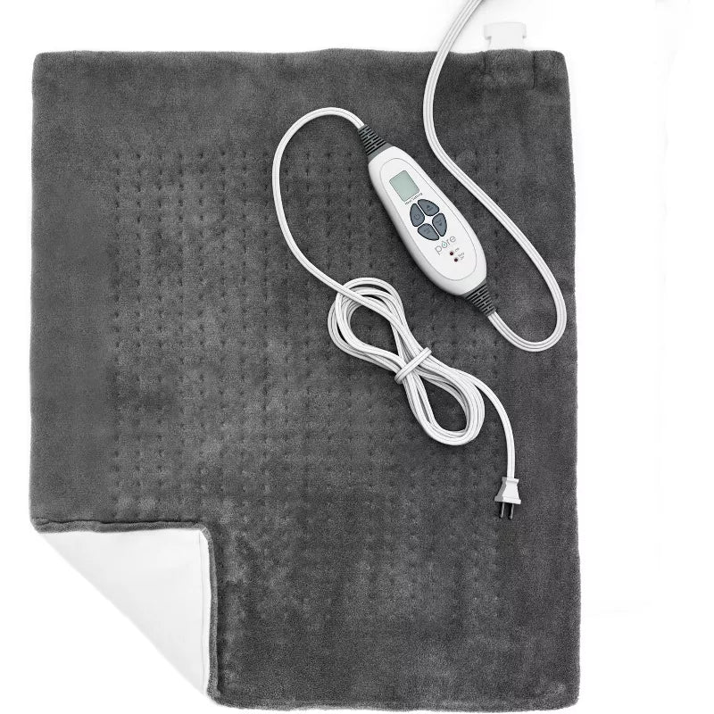 PureRelief with 6 Heat Settings and Auto Shut-off XXL Extra Wide Heating Pad - Charcoal Gray
