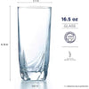 16.5 Ounce Ascot Cooler Glass, Set of 4, Tall, Clear