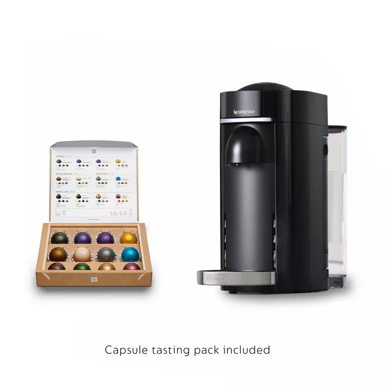 Vertuo Deluxe Espresso and Coffee maker Bundle: Piano Black, 12 Capsules, Removable Water Reservoir