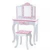 2pc Gisele Giraffe Print Kids' Wooden Vanity Set Pink/White: Toddler Vanity, Childrens Bedroom Furniture